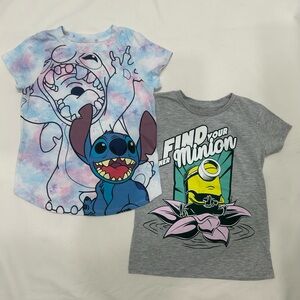 Kids Disney’s Stitch and Illumination’s Minions T-shirt Bundle Size M